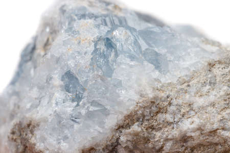 Macro mineral stone Celestine in the breed a white background close upの写真素材