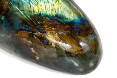 Macro mineral stone Labradorite on white background close upの写真素材