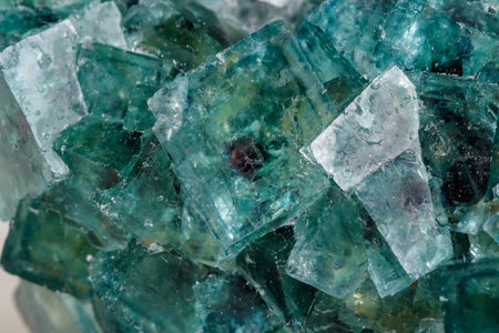 Macro mineral stone Fluorite on a white background close-upの写真素材