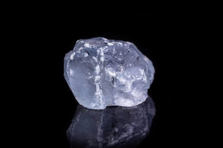 Macro mineral stone angelite on black background close up