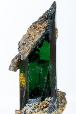 macro mineral stone Vivianite on a white background close up