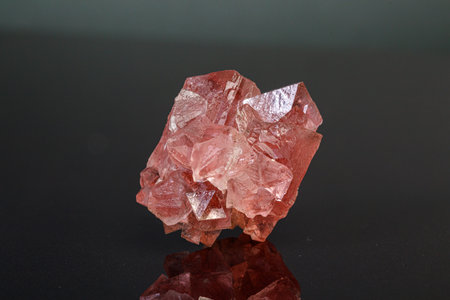 macro mineral stone pink fluorite on a black background close-upの写真素材