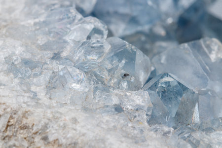 Macro mineral stone Celestine in the breed a white background close upの写真素材