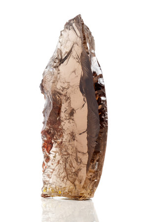 Macro mineral stone Smoky quartz, rauchtopaz on a white background close upの写真素材