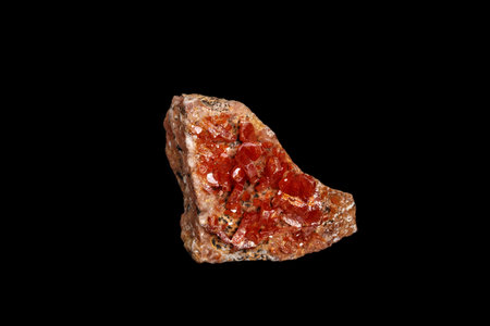 Macro mineral stone Vanadinite on a black background close upの写真素材