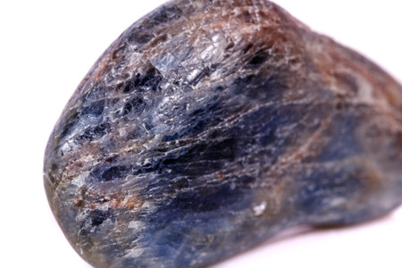 Macro mineral stone sapphire on white background close up