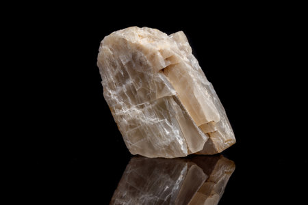 Macro mineral stone moonstone a black background close upの写真素材