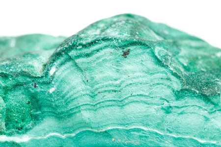Macro mineral stone Malachite in the rock on a white background close upの写真素材