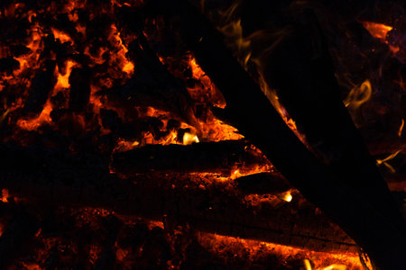 Beautiful fire flames on a campfireの写真素材