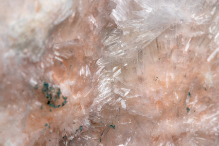 Macro mineral Scolecite stone on a black background close upの写真素材