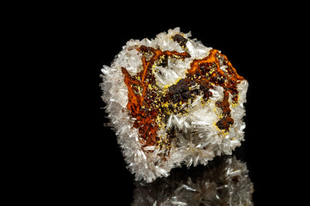 Macro mineral stone crystals Hemimorphite rock on a black background close upの写真素材