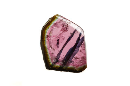 Macro mineral tourmaline stone on white background close upの写真素材