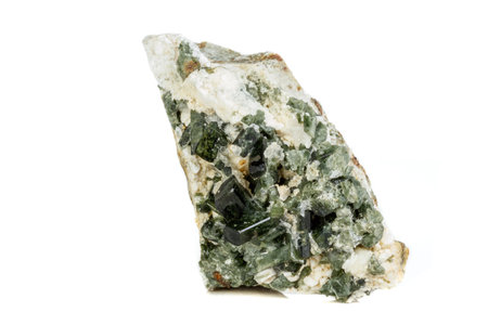 Macro mineral tourmaline stone on white background close upの写真素材