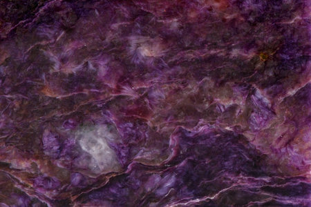 Macro mineral stone Charoite on a white background close upの写真素材