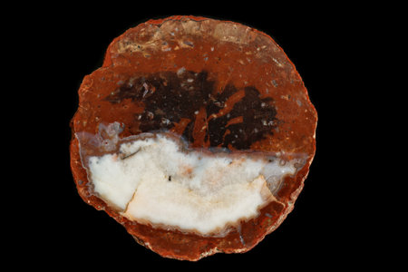 macro stone mineral agate on black background close up