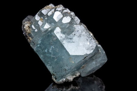 Macro mineral stone Aquamarine on a black background close upの写真素材
