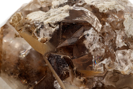 Macro mineral stone smoky quartz on a white background close upの写真素材