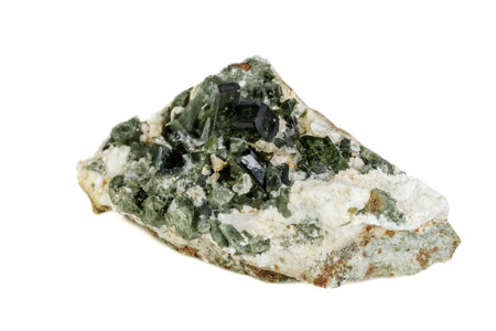 Macro mineral tourmaline stone on white background close upの写真素材
