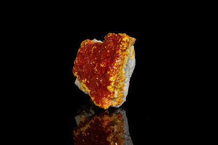 Macro Mineral Stone Orpiment on Black Background Close Upの写真素材