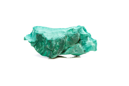 Macro mineral stone Malachite in the rock on a white background close up