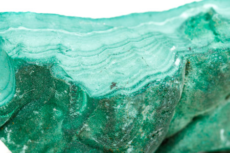 Macro mineral stone Malachite in the rock on a white background close upの写真素材