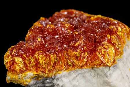 Macro Mineral Stone Orpiment on Black Background Close Upの写真素材