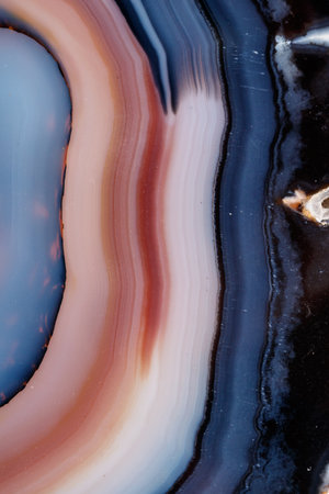 Macro mineral stone Yellow, brown Agate breed a white background close up