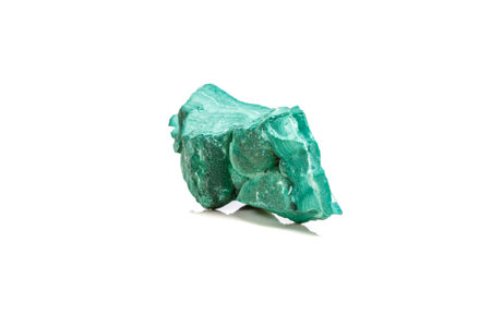 Macro mineral stone Malachite in the rock on a white background close upの写真素材