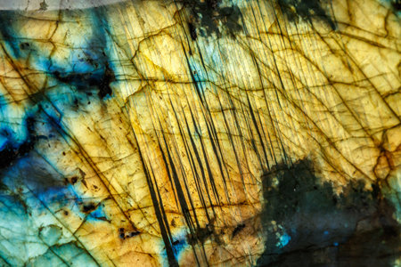Macro Labradorite mineral stone on white background close up