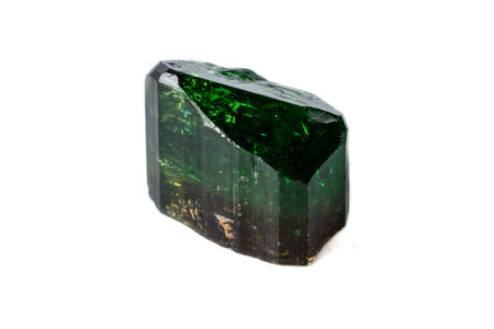 Macro mineral Chrome Dravite Tourmaline on a white background close upの写真素材