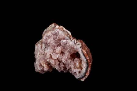 Macro mineral stone Pink Amethyst on a black background close upの写真素材