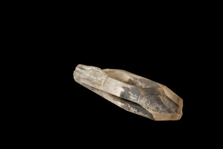 Macro mineral stone smoky quartz, rauchtopaz on a black background close upの写真素材