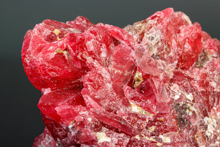 macro mineral stone Rhodochrosite on a black background close-upの写真素材