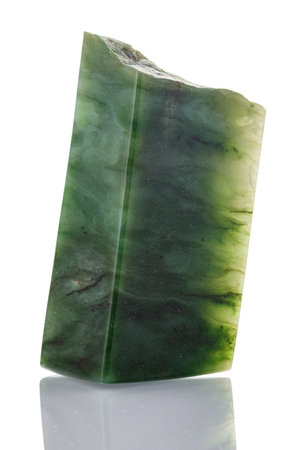 macro mineral stone Nephrite on a white background close-up