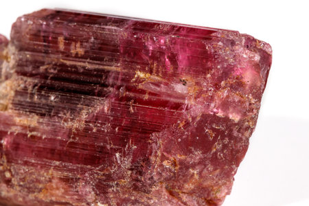 Macro mineral tourmaline stone on white background close upの写真素材