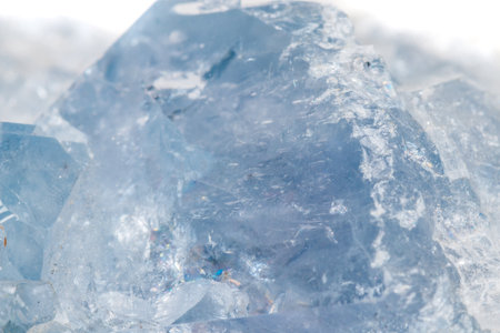 Macro mineral stone Celestine in the breed a white background close upの写真素材