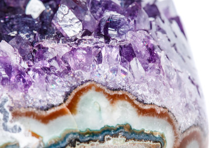 Amethyst Crystal Druse macro mineral on white background close upの写真素材