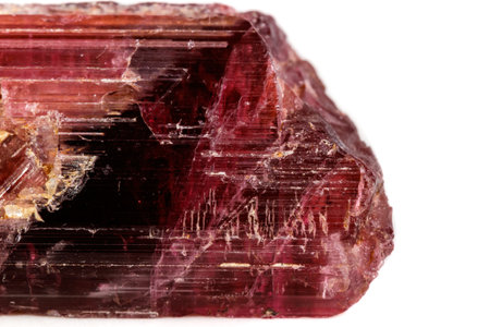 Macro mineral tourmaline stone on white background close up