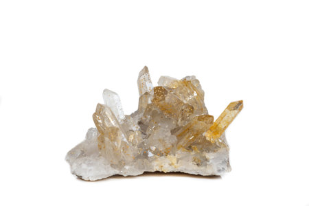 Macro Mineral Stone Crystals Citrine on a white background close-upの写真素材