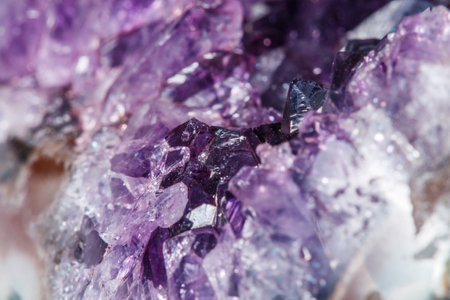 Amethyst Crystal Druse macro mineral on white background close upの写真素材