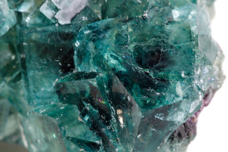 Macro mineral stone Fluorite on a white background close-upの写真素材