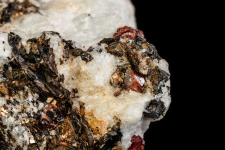 Macro Zircon mineral stone on a black background close upの写真素材