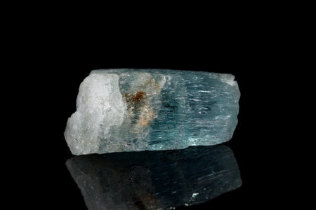 macro mineral stone aquamarine on a black background close upの写真素材