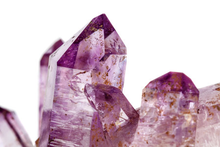 Amethyst Crystal Druse macro mineral on white background close upの写真素材