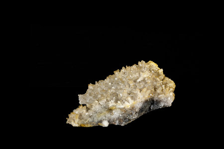 Macro mineral quartz stone on a black background close up