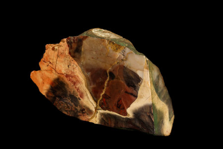 macro stone mineral jasper on black background close up