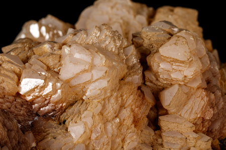 Macro Calcite mineral stone on sphalerite black background close upの写真素材