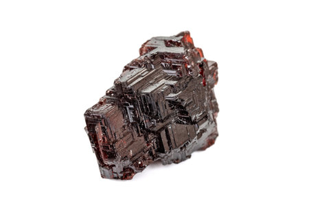 Macro stone Garnet mineral in rock on a white background close upの写真素材