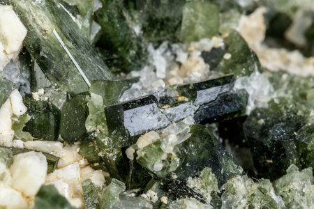 Macro mineral tourmaline stone on white background close upの写真素材
