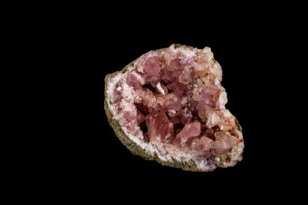 Macro mineral stone Pink Amethyst on a black background close upの写真素材